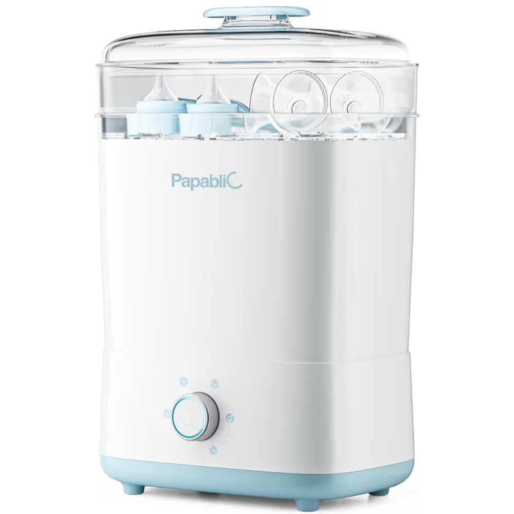 New Papablic Baby Bottle Sterilizer in White and Blue